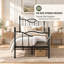 Cadre de lit plateforme en métal pour lit simple, style classique en fer avec tête et pied de lit de style victorien. Sommier à lattes requis, montage facile.-183003373