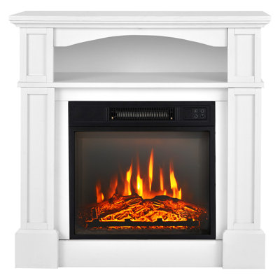 32'' W White Electric Fireplace with 5000 BTU