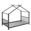 Lit plateforme simple en métal en forme de maison-114346457