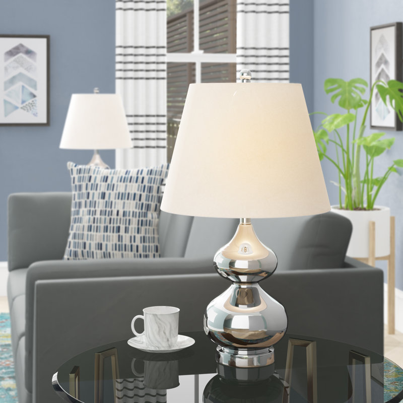 Glass Table Lamp, Silver