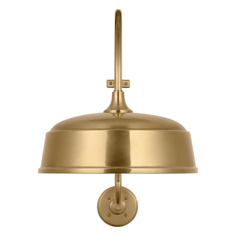Thomas O'Brien, "Academy 18" Larrabee Barn Light in Hand-Rubbed Antique Brass with 12.5" Rockhouse Shade