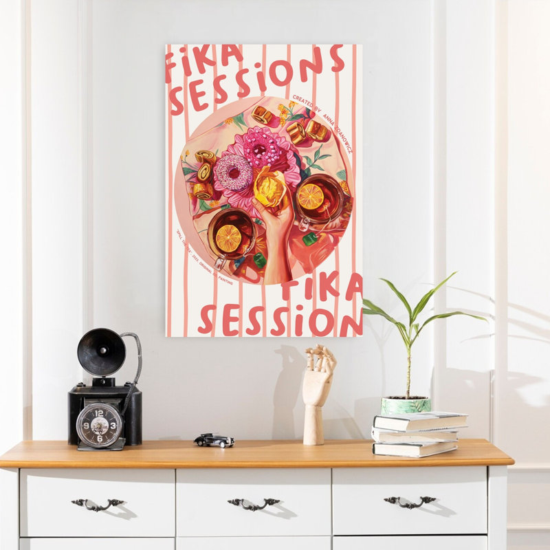 Art mural Cozy Fika Tea Time, H 24 po x l 16 po