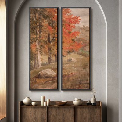Ensemble de 2 toiles encadrées 20 x 60 pouces Vintage Floral and Landscape