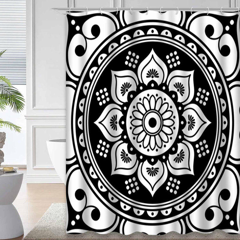 Rideau de douche noir imperméable, rideaux de douche pour la salle de bain avec 12 crochets, 72" L x 78" W
