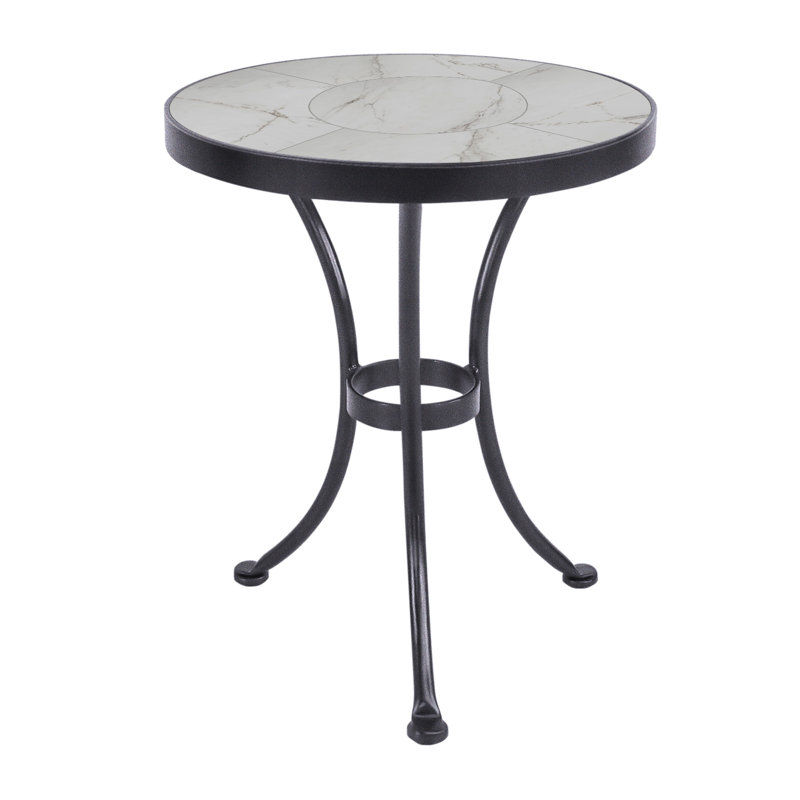 Tables Outdoor Round Side Table, Pallazo White, Graphite