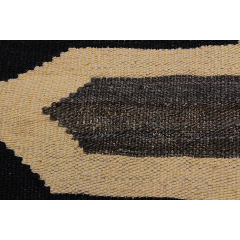 Tapis gris en laine 6 pi 1 po x 8 pi 2 po one-of-kind fait main kilim