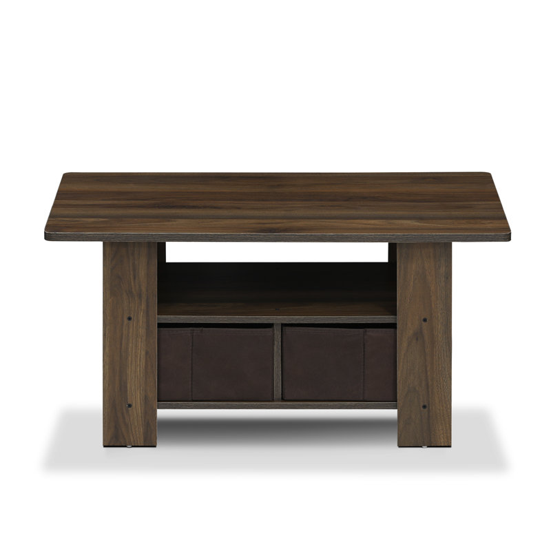 Table basse avec tiroir-bac Kenton, Plateau noyer Columbia / base brun foncé