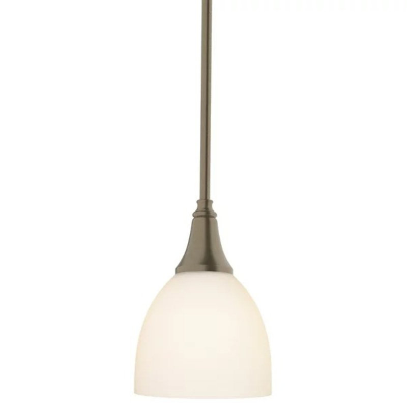 Trumpet 1-Light Single Dome Pendant, White, Soft Gold