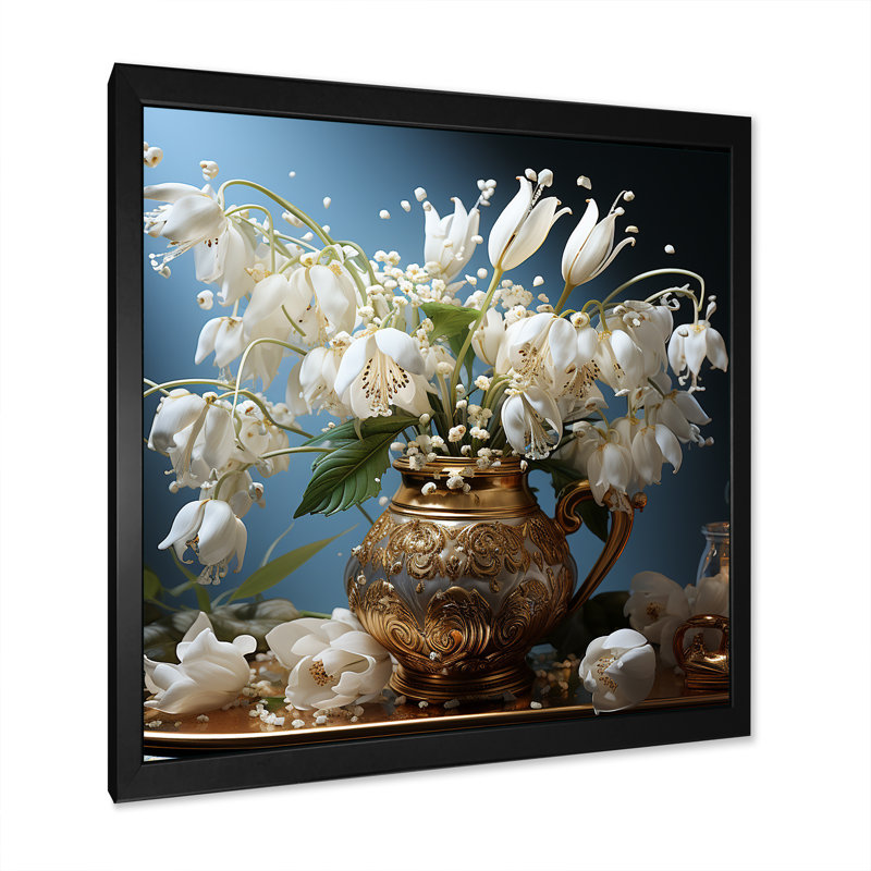 Reproduction d'art sur toile dorée dorée, H 36 po x l 36 po x P 1,5 po, Cadre simple noir