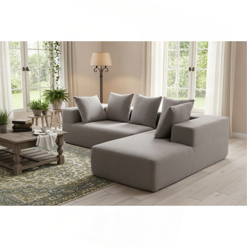 Canapé modulaire moderne avec coussins moelleux - Modulaire polyvalent pour le salon, Gris