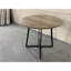 Table de salle à manger ronde pour 4 personnes, table de cuisine compacte de 31,5 pouces avec plateau en panneau de fibres à densité moyenne brun riche et pieds en acier noir