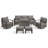 4-Piece Outdoor Rattan Modern Patio Fire Pit Conversation Set With Sofa & Swivel Chair-981370271-981370270