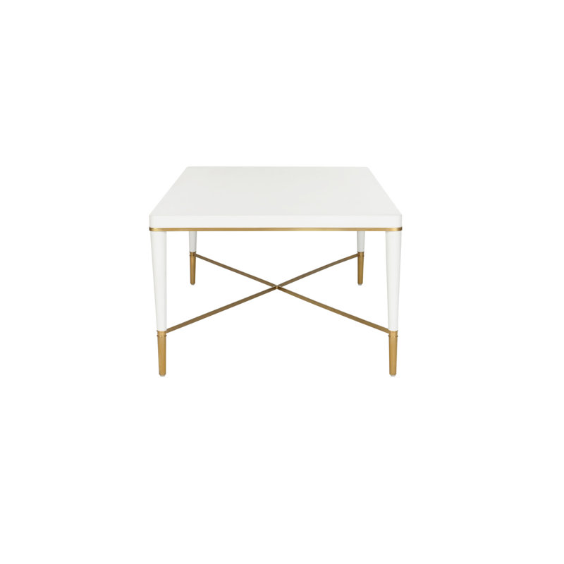 Hamlet Cocktail Table, White, White/Antique Brass