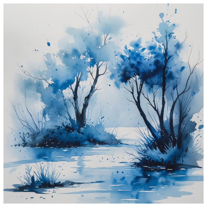 Édredon bleu aquarelle, Simple extra long