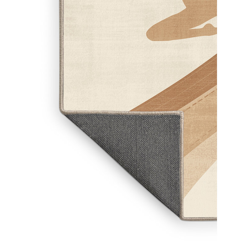 Tapis beige doux et moelleux à motif gymnastique de routine, 7 x 10