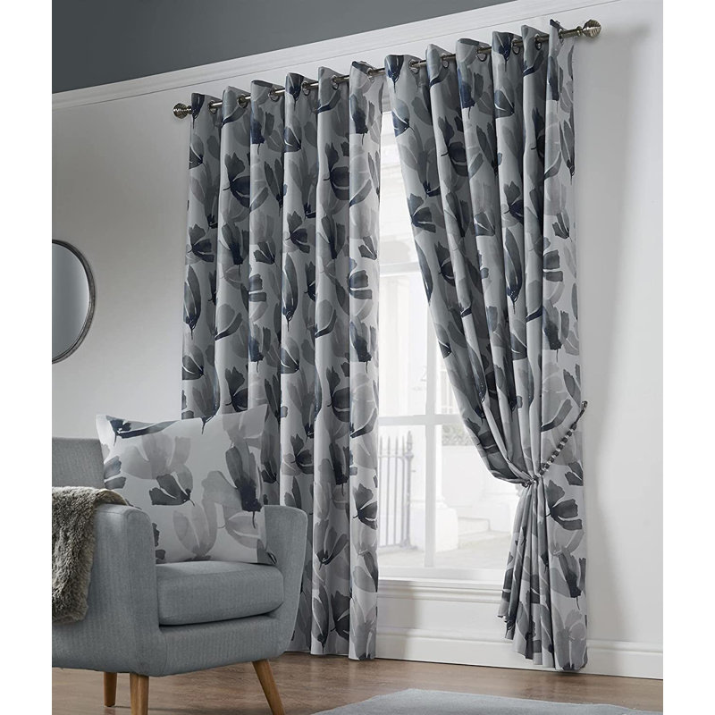 Ontario Amsterdam Eyelet Curtains, Charcoal, 168cm Width x 183cm Drop