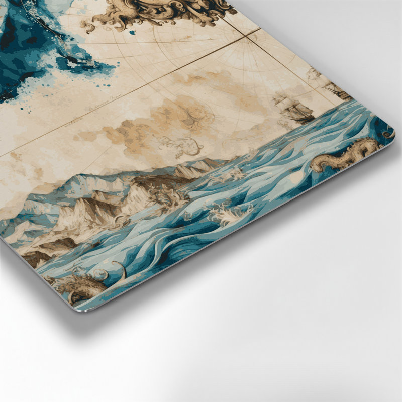«Coastal Nautical Map Plus», art mural en métal beige, H 12 po x l 12 po