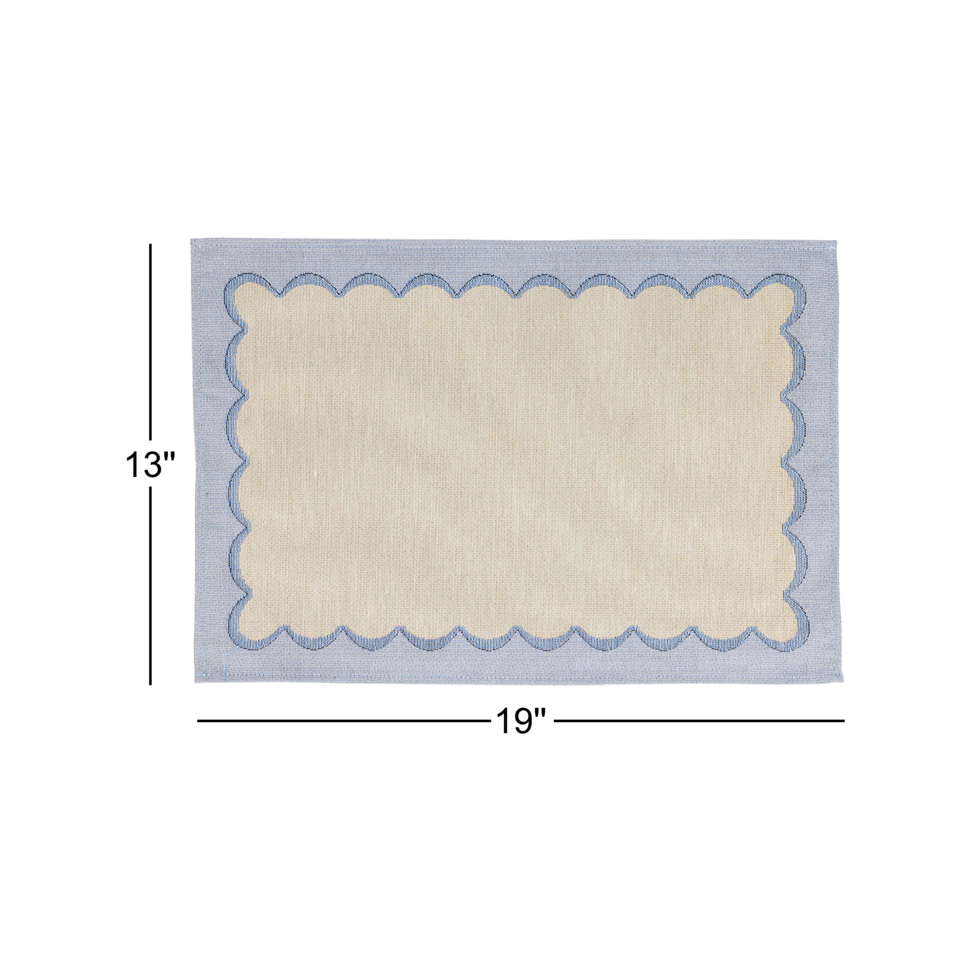 Tavola Scalloped Placemats - Set Of 4, Blue/Beige