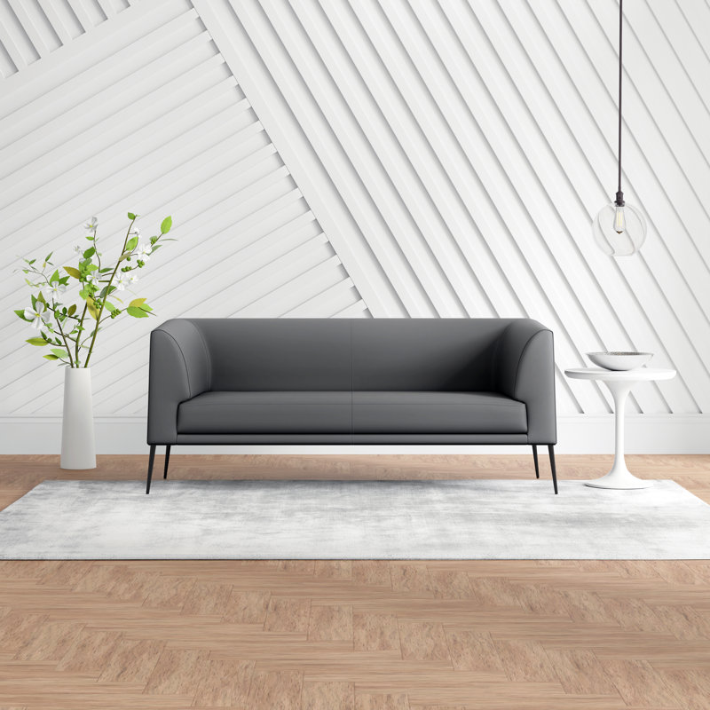 Manjola Faux Leather 70.87'' Reception Loveseat, Gray