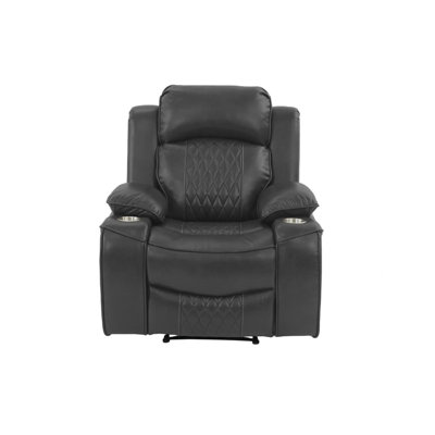 Power Motion Recliner Chair 1Pc Chair Contemporary Gel Leatherette Storage Arms W Cup Holder Living Room Furniture