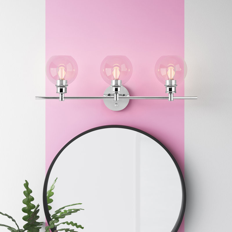 Éclairage pour meuble-lavabo en verre Drinkard, Transparent, Chrome, 3 lumières