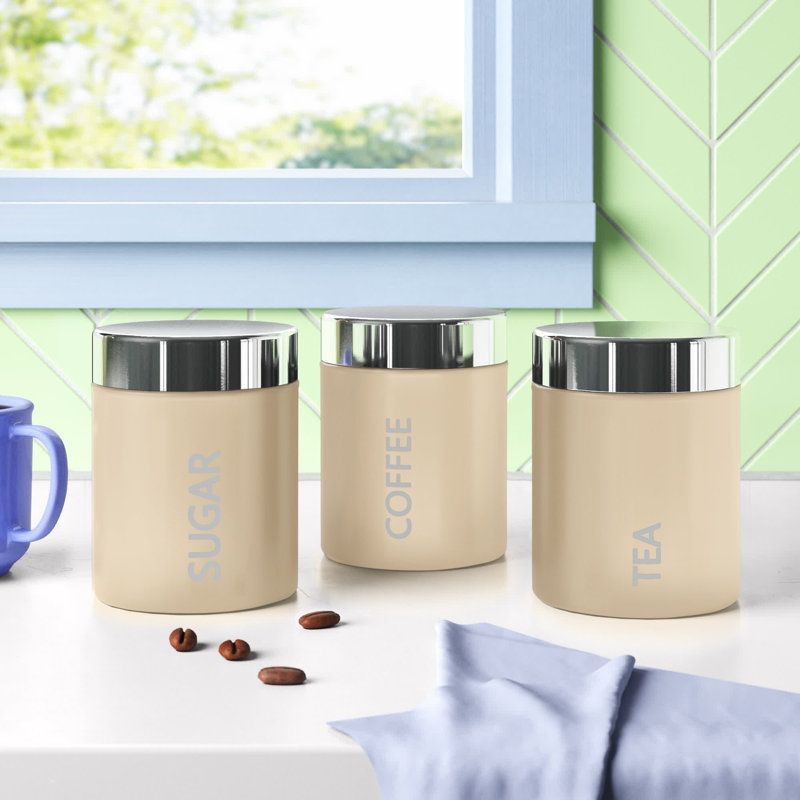 Surrett Metal Jar - Set of 3, Cream