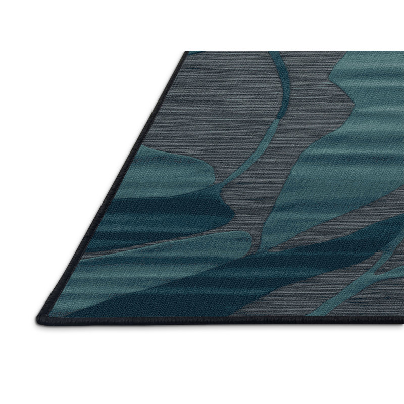 Tapis abstrait gris lavable à la machine, Rectangle 8 pi x 12 pi