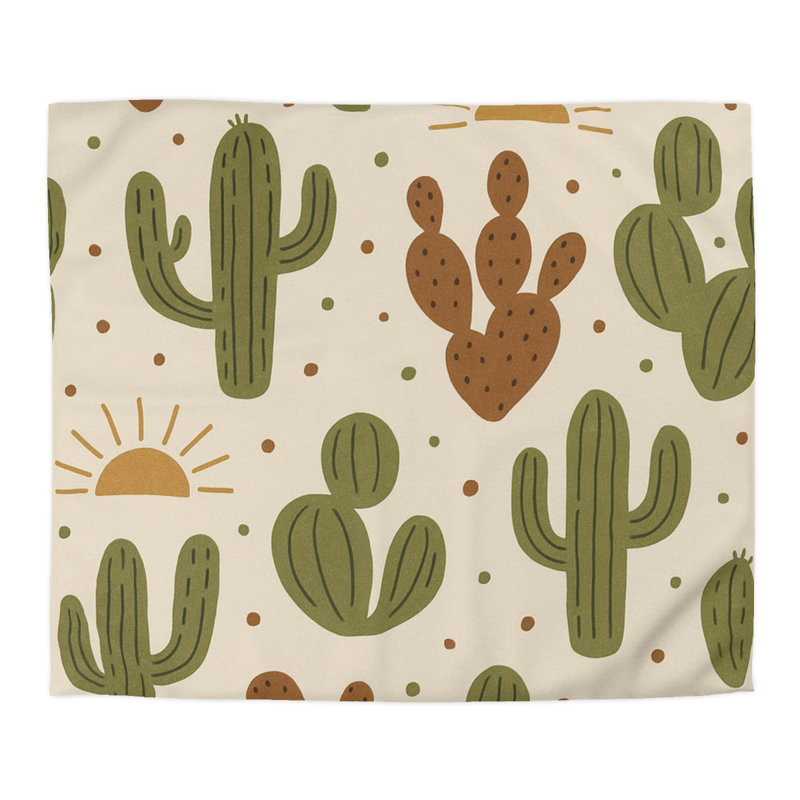 Microfiber Duvet Cover Boho Style, Design 19, King Duvet Cover, Green/Brown/White