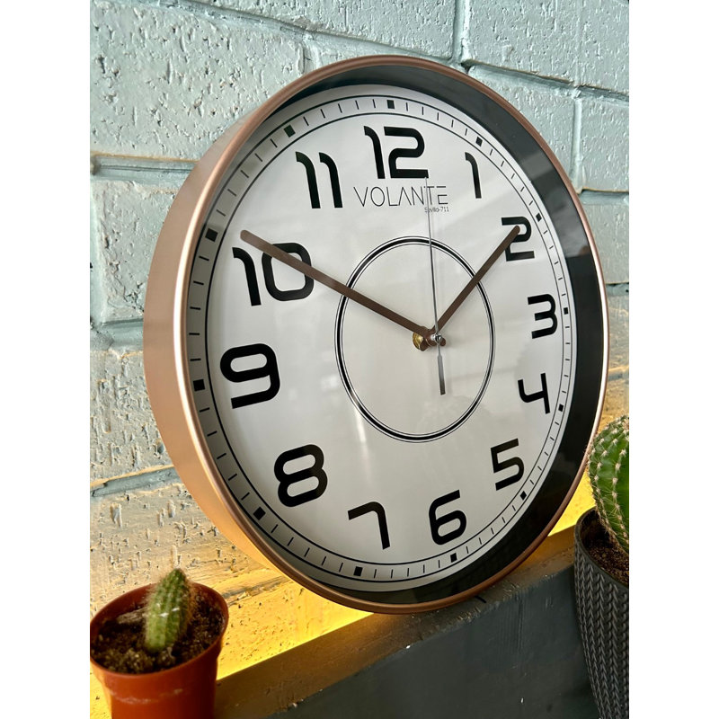 Horloge murale décorative en bronze, 11,8 pouces de diamètre | Corps 100% plastique, couvercle en verre véritable, épaisseur: 1,8 po | Conception élégante pour la décoration de la maison et du bureau, parfaite pour le salon ou la cuisine