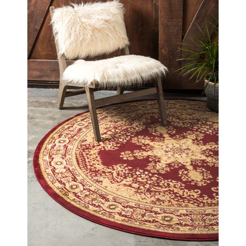 Tapis oriental rouge / beige Britannia, Rond 7 pi 10 po