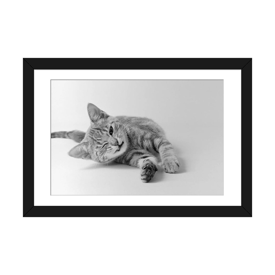 " 1970s Head On View Of Young Striped Cat Stretching Out On Floor One Eye Closed Indoor " by Vintage Images East Urban Home Mat 