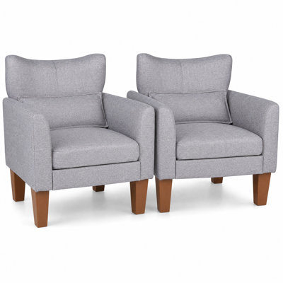 Modern Accent Chair with Removable Seat Cushion & Pillow, Strong Support Legs