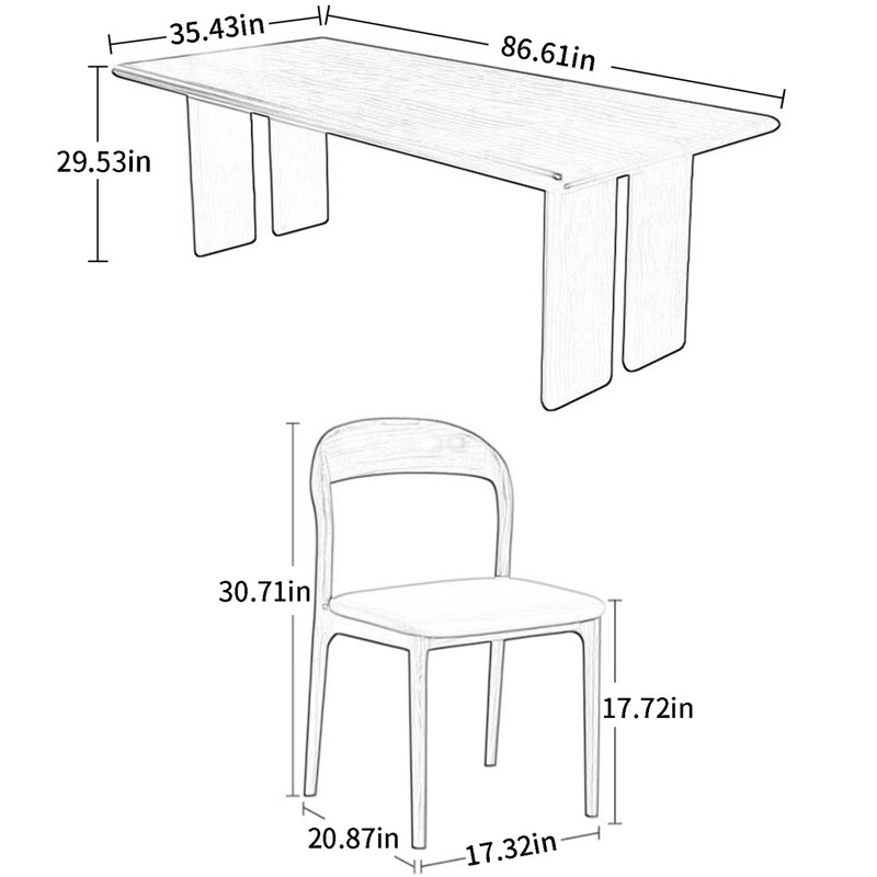 Ensemble de salle à manger Eleesia, H 29,53 po x L 86,61 po x l 35,43 po