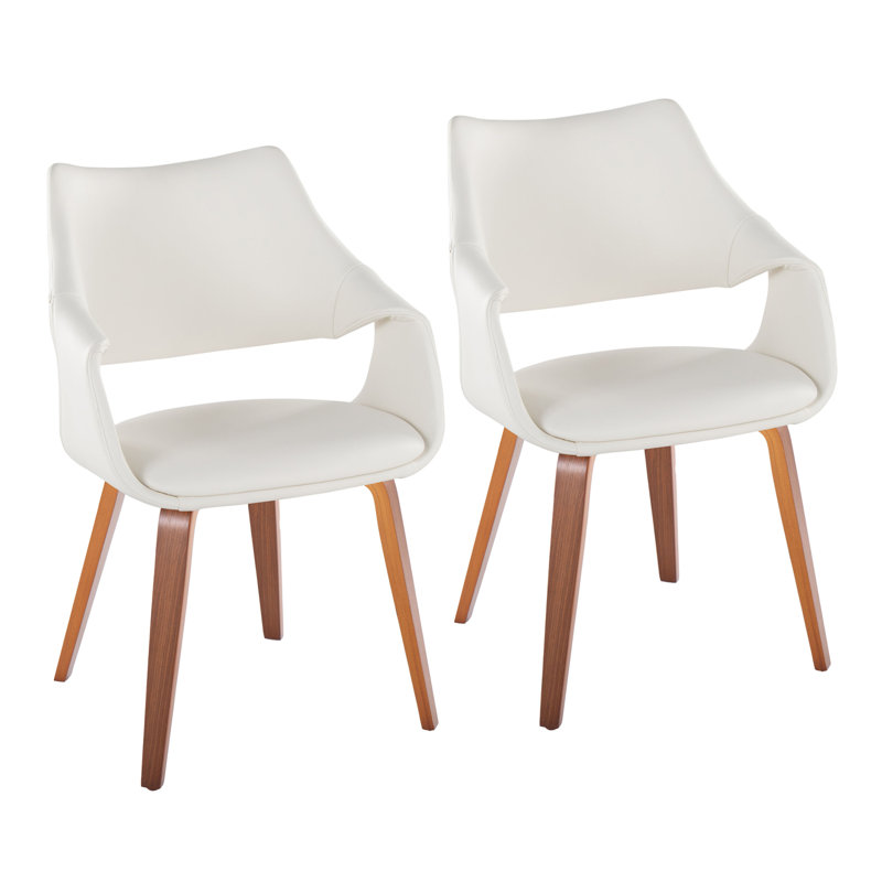 Chaise rembourrée Arshad, Blanc, Noyer