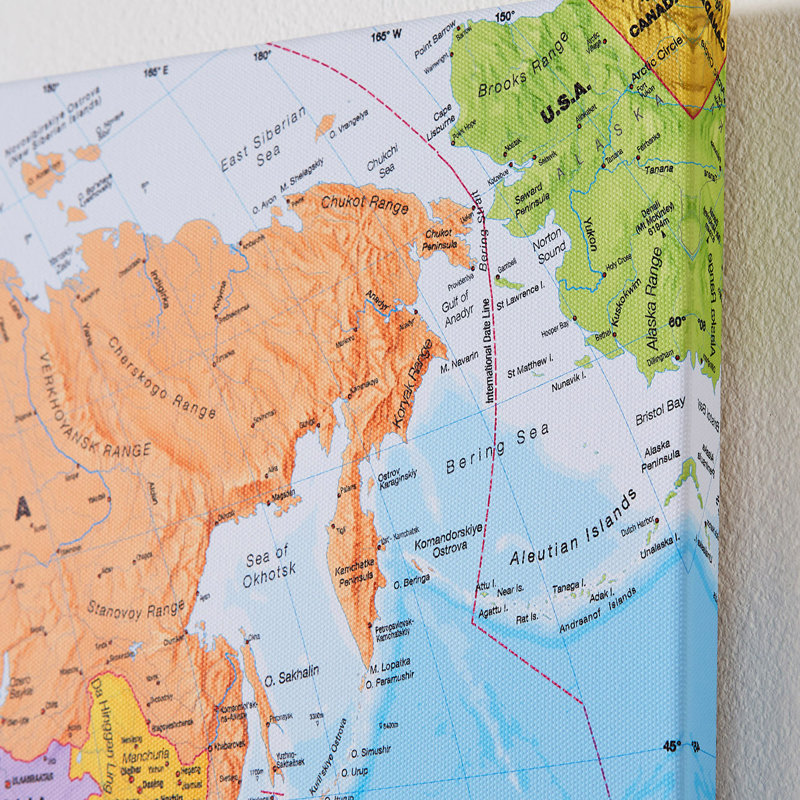 Political World Map - Wrapped Canvas Print, 91cm H x 122cm W x 4cm D