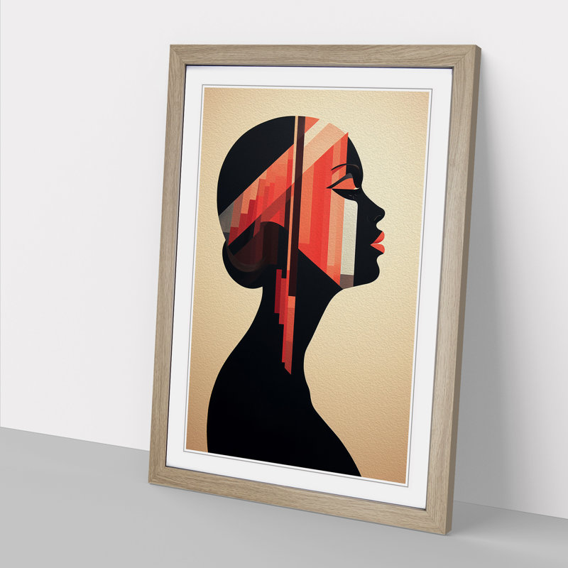 Woman Geometric 1 Piece Single Picture Frame Wall Art, 34cm H x 25cm W x 2cm D, Oak