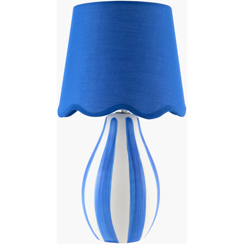 Lampe de table, Bleu très foncé, Bleu foncé/blanc