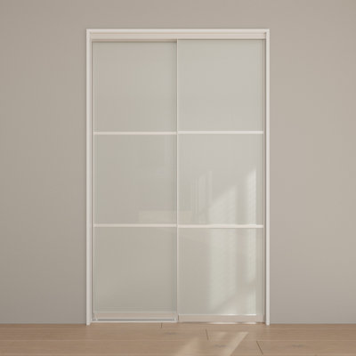 80" Glass Closet Sliding Doors Aluminium Frame with Hardware Kit