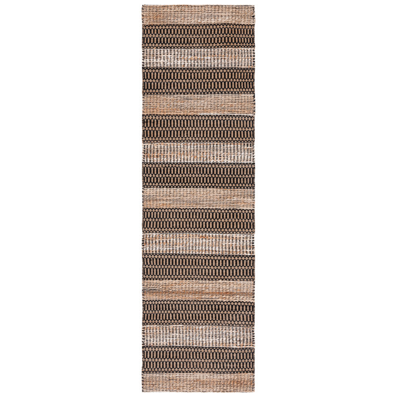 Friedland Geometric Flatweave Black/Natural Area Rug, Runner 2'3" x 8'