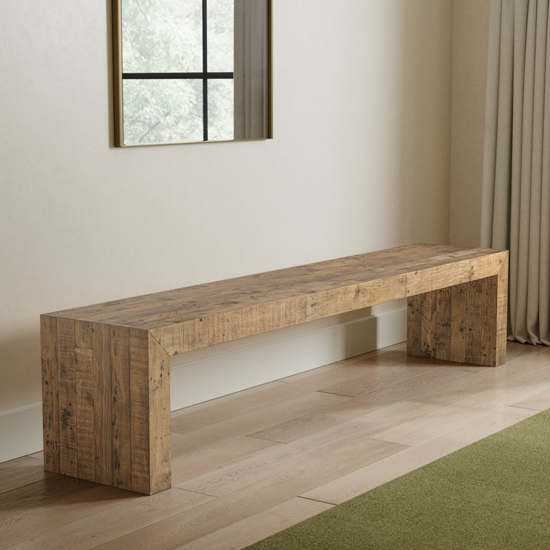 Adene Solid Wood Bench, 18" H x 85" W x 15" D, Brown