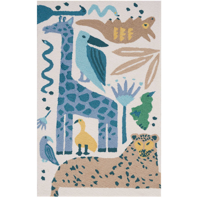 Tapis bleu pour enfant Charline, Rectangle 2 pi 3 po x 3 pi 9 po