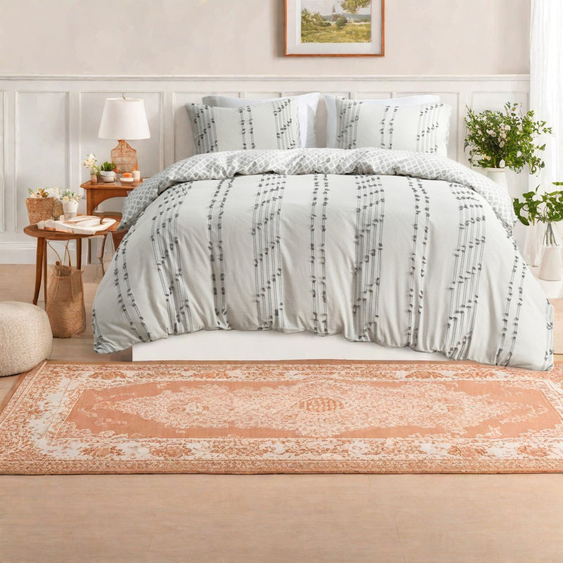 Ensemble de literie luxueux en jacquard de coton, ivoire élégant, très grand / très grand californien