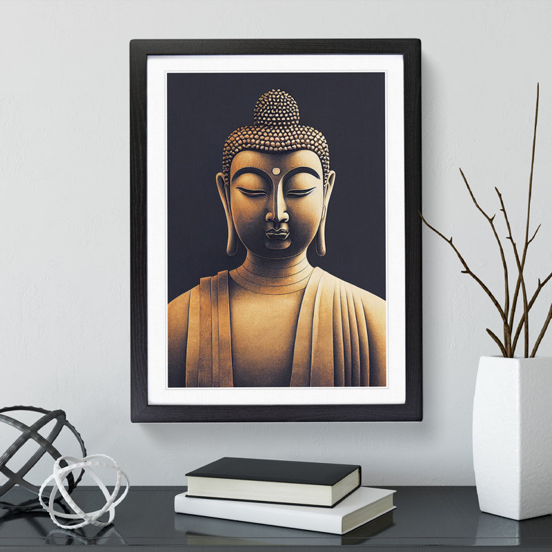 XV1022-2640X Magnificent Buddha - Single Picture Frame Print, Black, 46cm H x 34cm W x 2cm D