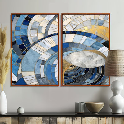 Gold Constructing Blue Realms I - Modern Art Prints On Canvas