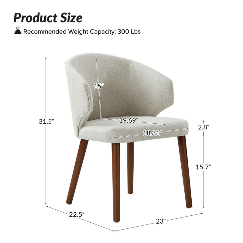 Kanalu Upholstered Wingback Side Chair with Solid Wood Legs, Beige, 4