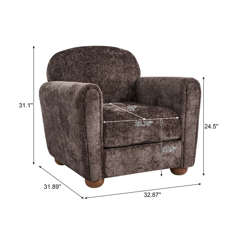Soren Mid-Century Modern Upholstered Accent Chair, Dark Brown