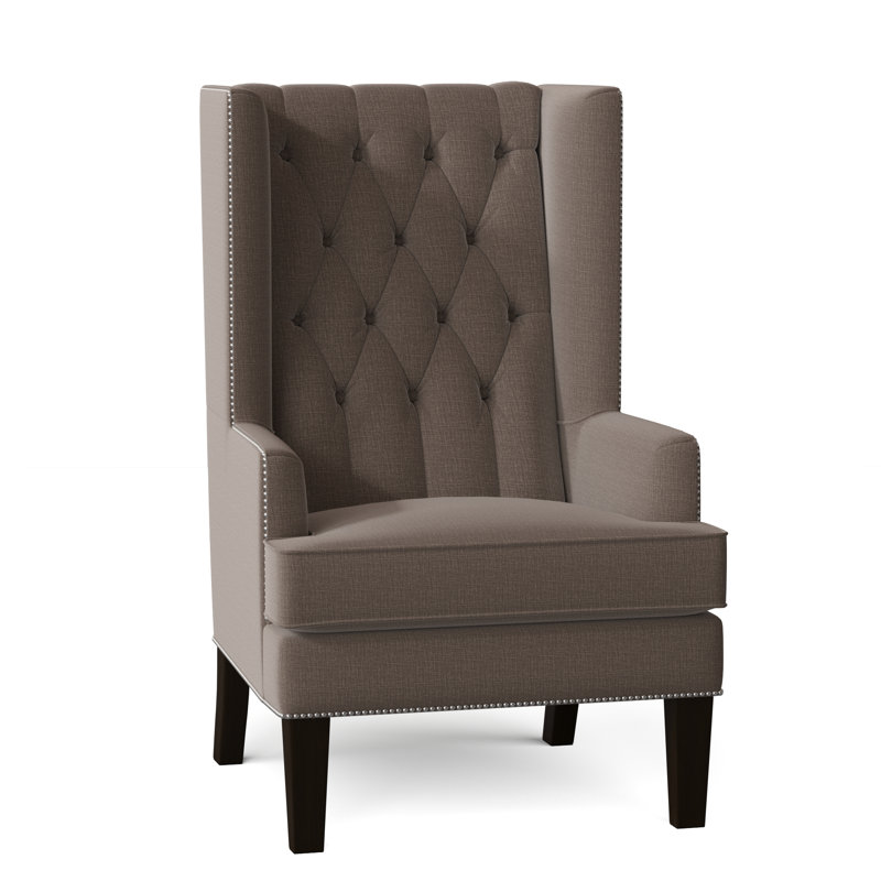 Fauteuil à oreilles capitonné de 30 po de largeur Searle, Dauphin Marlow, Marron foncé