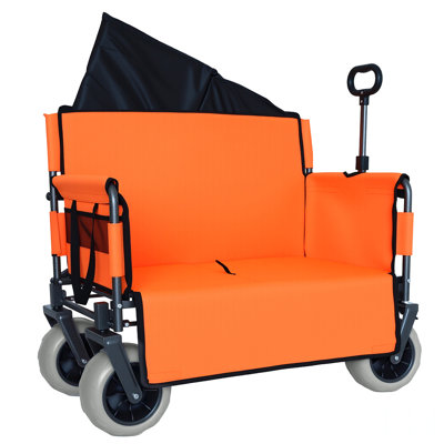 3-In-1 Folding Wagon With Bench Seat – Patent Protection, 500Lbs Capacity, 9"X4" Beach Tires For Camping & Beach