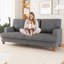 87-inch Corduroy Sofa with 3 Seats, No Tool Assembly,Solid Wood Frame and Solid Wood Legs-Grey-1121568009