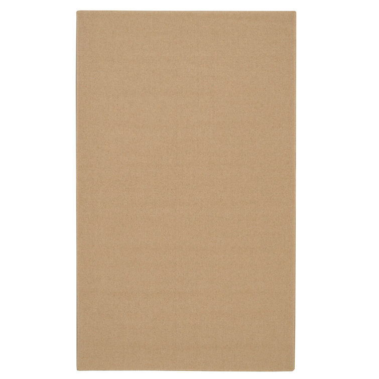 Rhodes Light Beige Machine Woven Wool Berber with Hand Serged Edging Area Rug